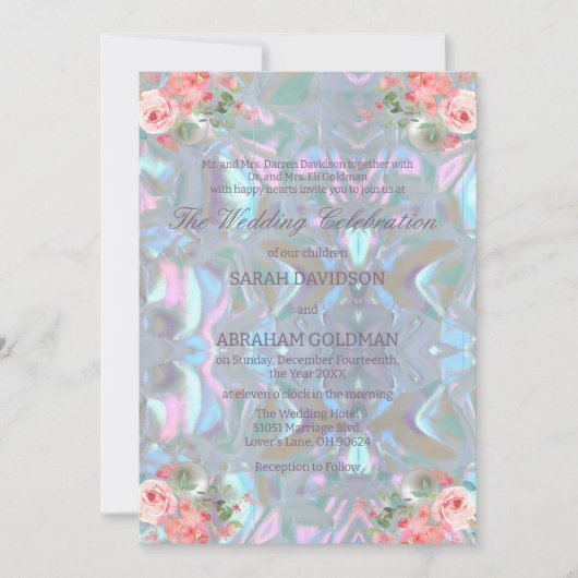 Moeder van het parelbruin Iridescent Elegant Weddi Kaart (Voorkant)