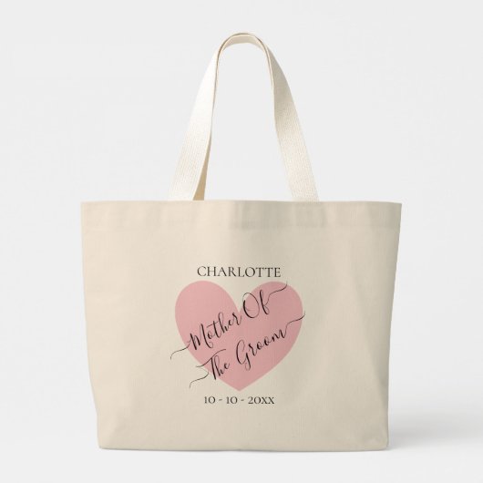 Moeder van het roze bruine hart op maat grote tote bag (Achterkant)