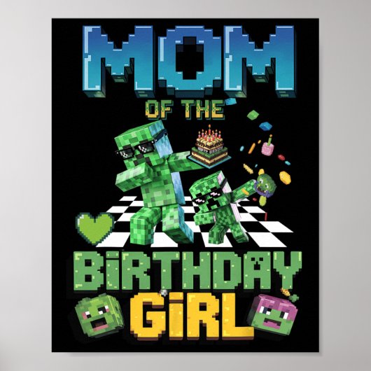 Moeder Van Het Verjaardagsmeisje Funny Video Game  Poster (Voorkant)