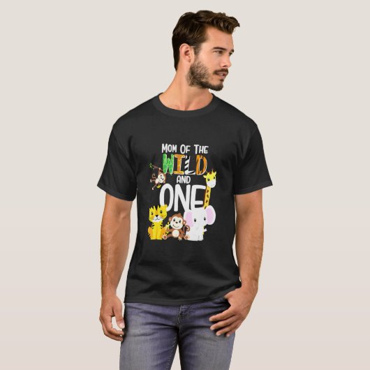 Moeder van het wild en een dierentuin thema verjaa t-shirt (Voorkant volledig)