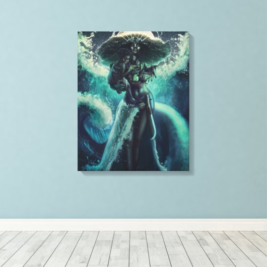 Moeder van het Zee - Yemoja Canvas Print (Insitu (Houten vloer))