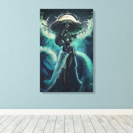 Moeder van het Zee - Yemoja Canvas Print (Insitu (Houten vloer))