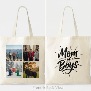Moeder van Jongens Borstel Schrift Vier Foto Raste Tote Bag