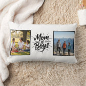 Moeder van Jongens Borstel Script Dubbele Foto Min Kussen (Deken)