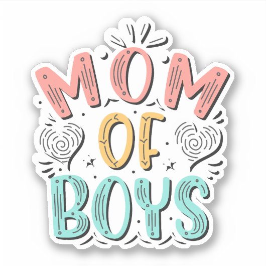 Moeder van Jongens Hart Sticker (Voorkant)