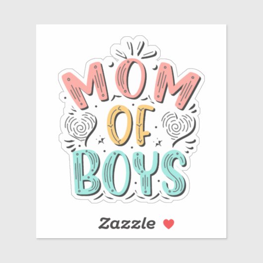 Moeder van Jongens Hart Sticker (Vel)
