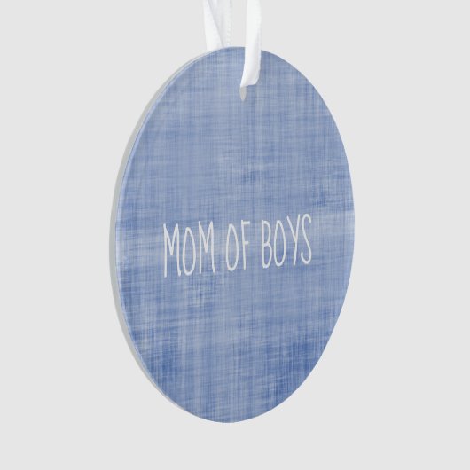 Moeder van jongens liefde hart namen blauw wit aan ornament (voorkant)