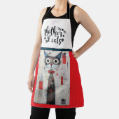 Moeder van Katten Kleurrijk Zwart & Rood Kat Schor Schort (Insitu)