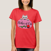 Moeder van katten met rode rode rozendop t-shirt (Voorkant)