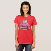 Moeder van katten met rode rode rozendop t-shirt (Voorkant volledig)
