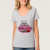 Moeder van katten met rode rozendop Lover V nek T-shirt (Voorkant)