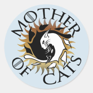 Moeder van katten rond de sticker
