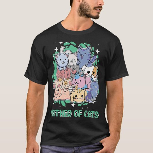 Moeder van kattenkat Mam Kitten Cat Papa memen T-shirt (Voorkant)