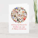 Moeder van Kerstmis Feestdagen Kaart<br><div class="desc">Ik wens je schoonmoeder een prettige kerstdag. Een cirkel zit vol kerstgodies,  waaronder Kerstmis,  veel cadeaus,  kerstbomen en rendieren. Een vrolijke kerstkaart voor iemand speciaal.</div>