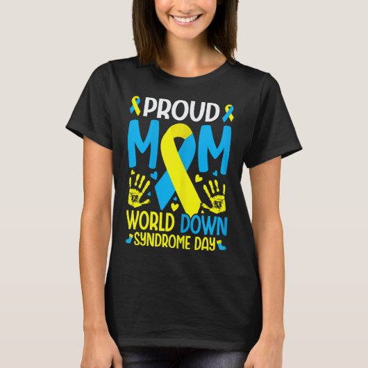Moeder van kind met downsyndroom lint Wereld downs T-shirt (Voorkant)