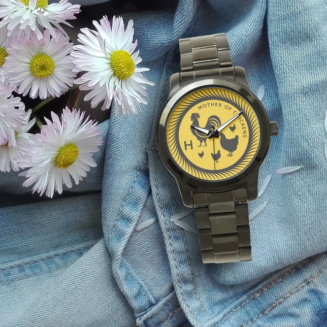Moeder van kippen Monogram Initiaal Horloge (Creator heeft geüpload)