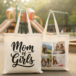Moeder van Meisjes Borstel Schrift Vier Foto Tote Bag