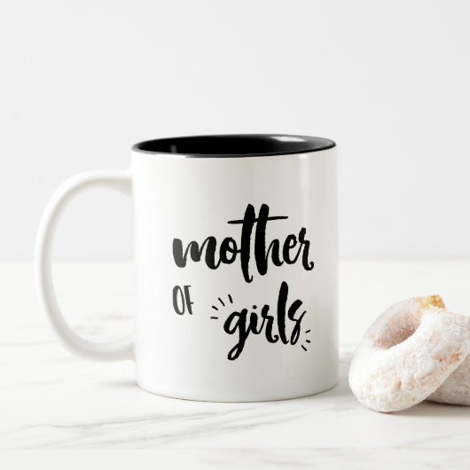 Moeder van Meisjes Mok, Moederdag Gift Tweekleurige Koffiemok (Met donut)