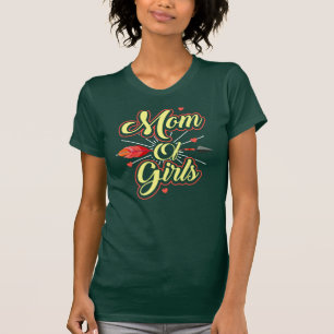 Moeder van Meisjes Schattige Geel Rood Typografie T-shirt