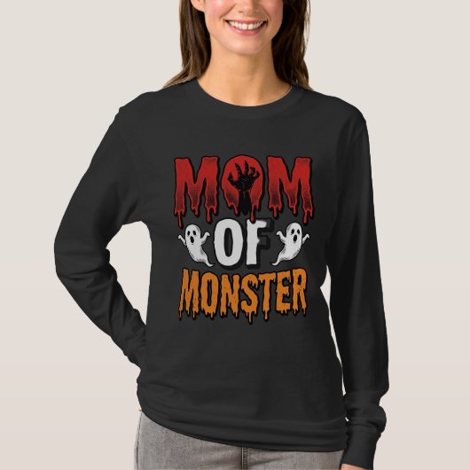 Moeder van Monster Vintage Halloween T-shirt ontwe (Voorkant)