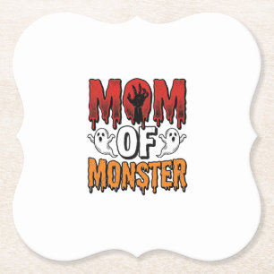 Moeder van Monster Vintage Halloween T-shirt ontwe Kartonnen Onderzetters