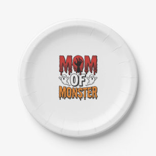 Moeder van Monster Vintage Halloween T-shirt ontwe Papieren Bordje