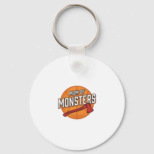 Moeder van Monsters Vintage Basketbal Moeder Desig Sleutelhanger (Voorkant)