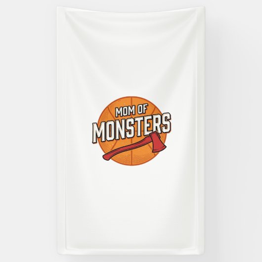 Moeder van Monsters Vintage Basketbal Moeder Desig Spandoek (Verticaal)