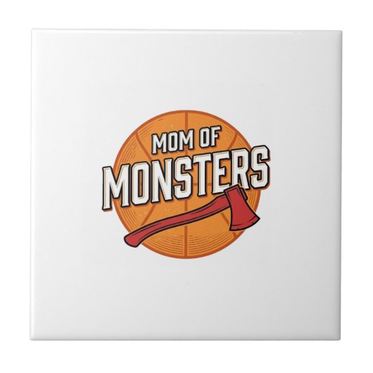 Moeder van Monsters Vintage Basketbal Moeder Desig Tegeltje (Voorkant)