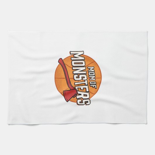 Moeder van Monsters Vintage Basketbal Moeder Desig Theedoek (Horizontaal)