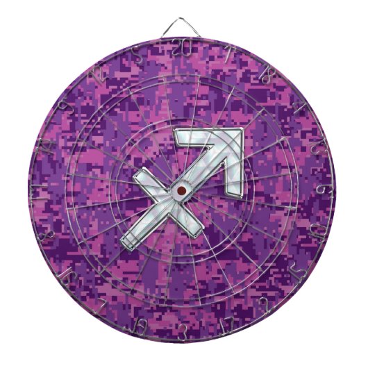 Moeder van parel Boogschutter Symbool Fuchsia Camo Dartbord (Voorkant)