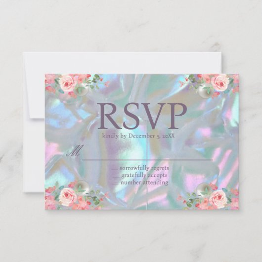 Moeder van parel iriserende elegante trouw-RSVP Kaart (Voorkant)