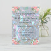 Moeder-van-parel iriserende elegante trouw uitnodi kaart (Staand voorkant)