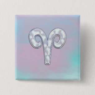 Moeder van parel Ram sterrenbeeld symbool decor Vierkante Button 5,1 Cm