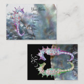 MOEDER VAN PAREL & ZEEPAARDJES MONOGRAM roze wit Visitekaartje (Voorkant / Achterkant)