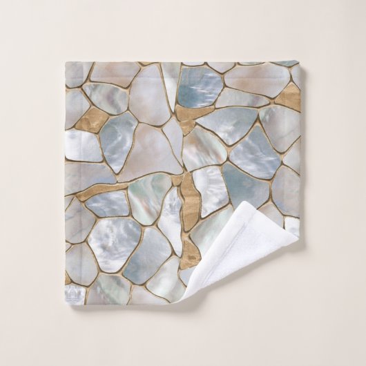 Moeder van parelcellen en goudcellen abstract bad handdoek (Wasdoekje)