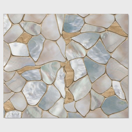 Moeder van parelcellen en goudcellen abstract cadeaupapier (Vlak)