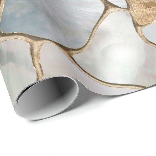 Moeder van parelcellen en goudcellen abstract cadeaupapier (Rol Hoek)