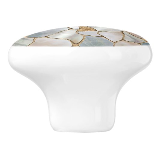 Moeder van parelcellen en goudcellen abstract keramische knop (Zijkant)