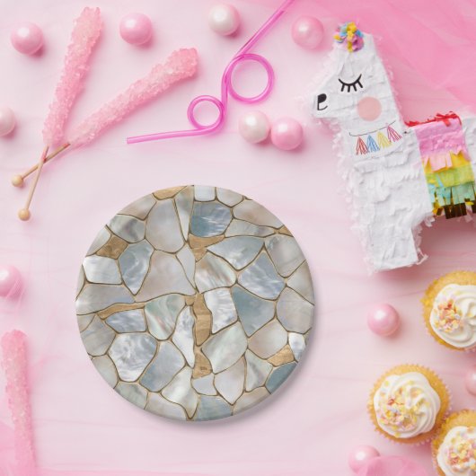 Moeder van parelcellen en goudcellen abstract papieren bordje (Feest)