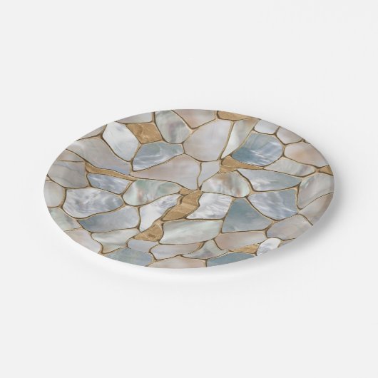 Moeder van parelcellen en goudcellen abstract papieren bordje (Gekanteld)