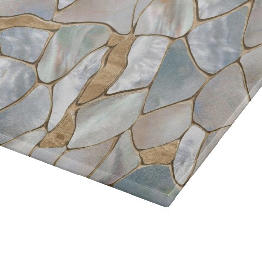 Moeder van parelcellen en goudcellen abstract snijplank (Hoek)