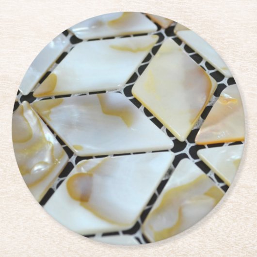 Moeder van parelontwerp ronde kartonnen onderzetter (Voorkant)