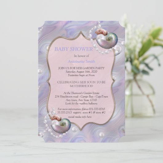 Moeder van parels die een babymeisje baart kaart (Staand voorkant)