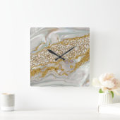 Moeder van parels en goud Abstract Vierkante Klok (Huis)