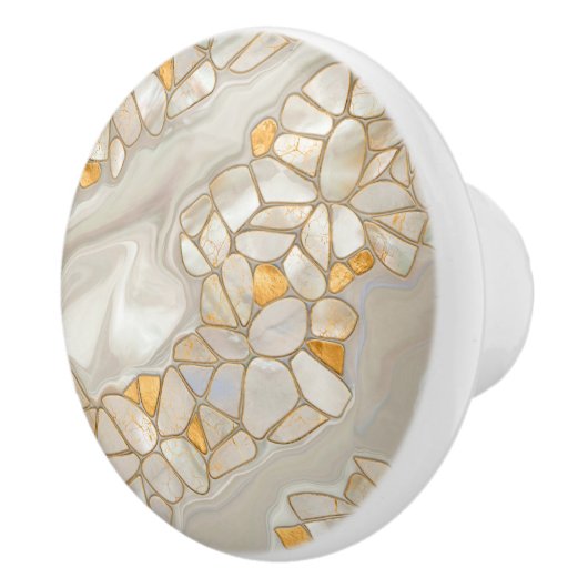 Moeder van parels en goudcellen, Abstract Keramische Knop (Rechts)