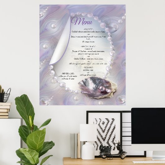 Moeder van Parels Samengevoegd als Liquid Swirls Poster (Thuiskantoor)