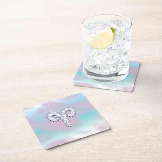 Moeder van parelstijl Aries Zodiac-symbool Kartonnen Onderzetters (Insitu)