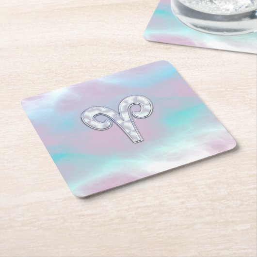 Moeder van parelstijl Aries Zodiac-symbool Kartonnen Onderzetters (Schuin)