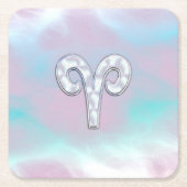 Moeder van parelstijl Aries Zodiac-symbool Kartonnen Onderzetters (Voorkant)